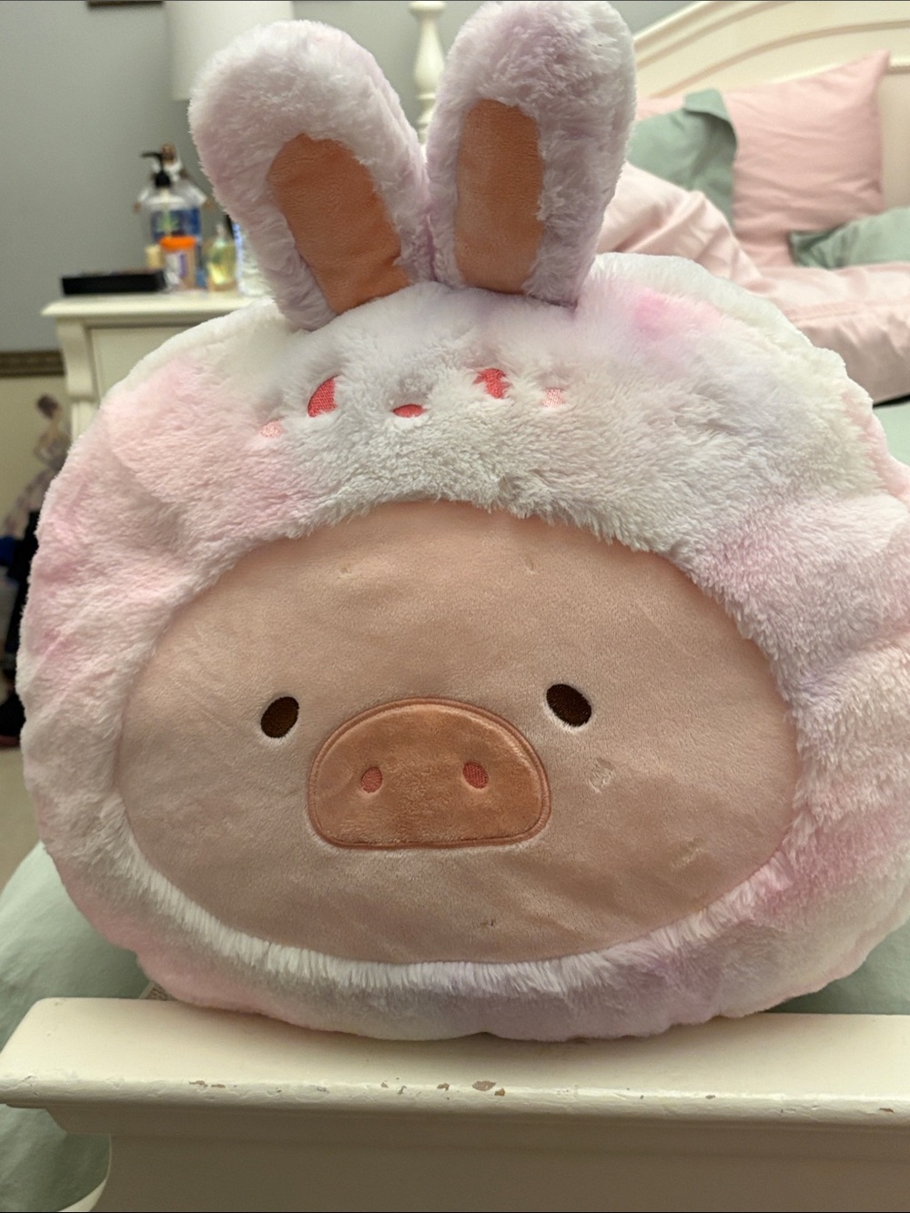 Pink Plush Bunny Pig Pillow